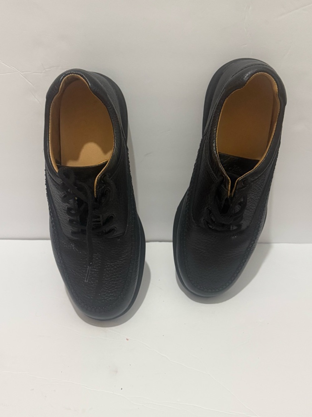 Men's Black Leather Derby Shoes with Cushioned Insole